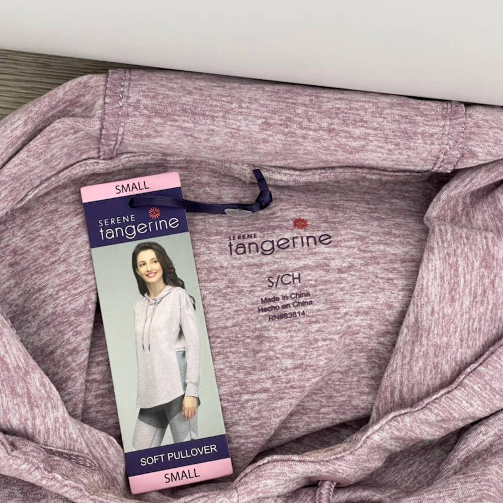 NWT - TANGERINE Soft Pullover Hoodie Colorblock Sweatshirt Purple Gray - Small - Picture 2 of 9